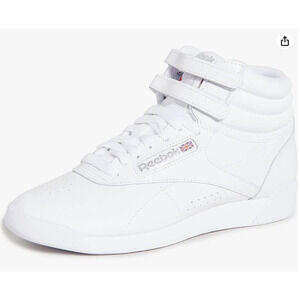 Reebok womens Freestyle Hi Sneaker, White/Silver 2, US 8